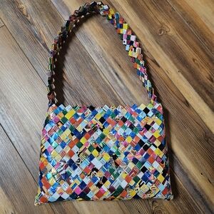 Vibrant Multicolor Woven Shoulder Bag